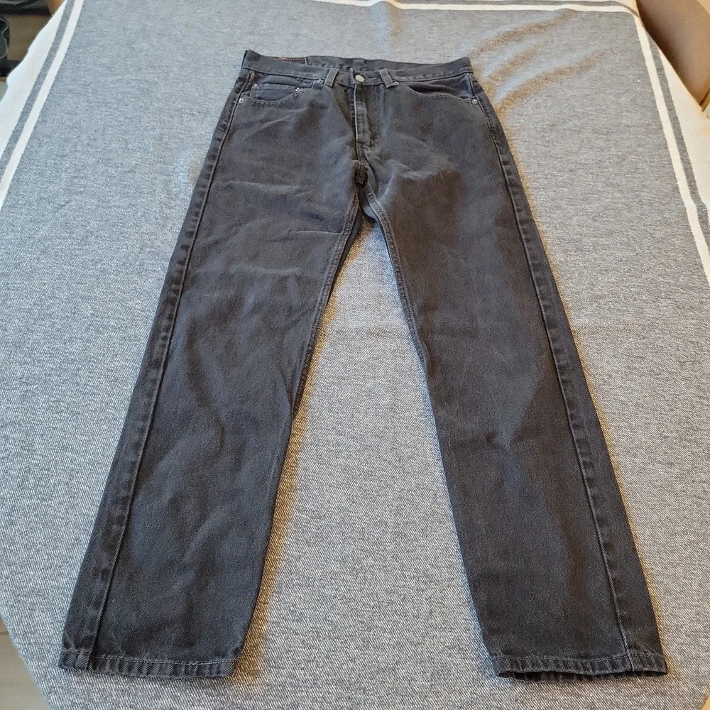 Levi's 505 Jeans Mens 33x32 Black Denim Regular Fit Straight Leg Relaxed Red Tab